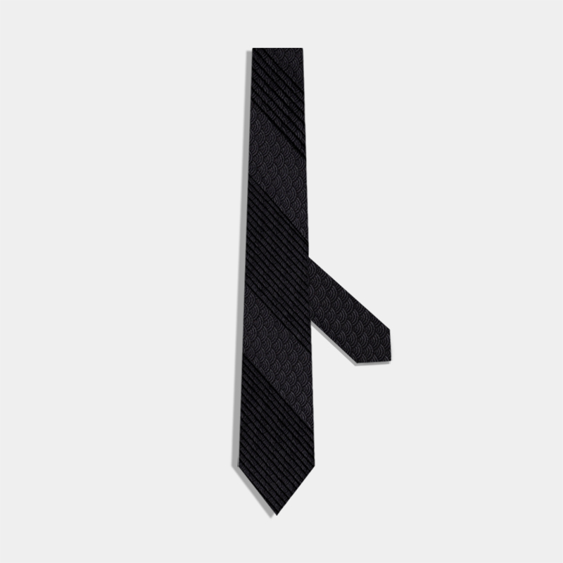 黑色褶皱波纹领带