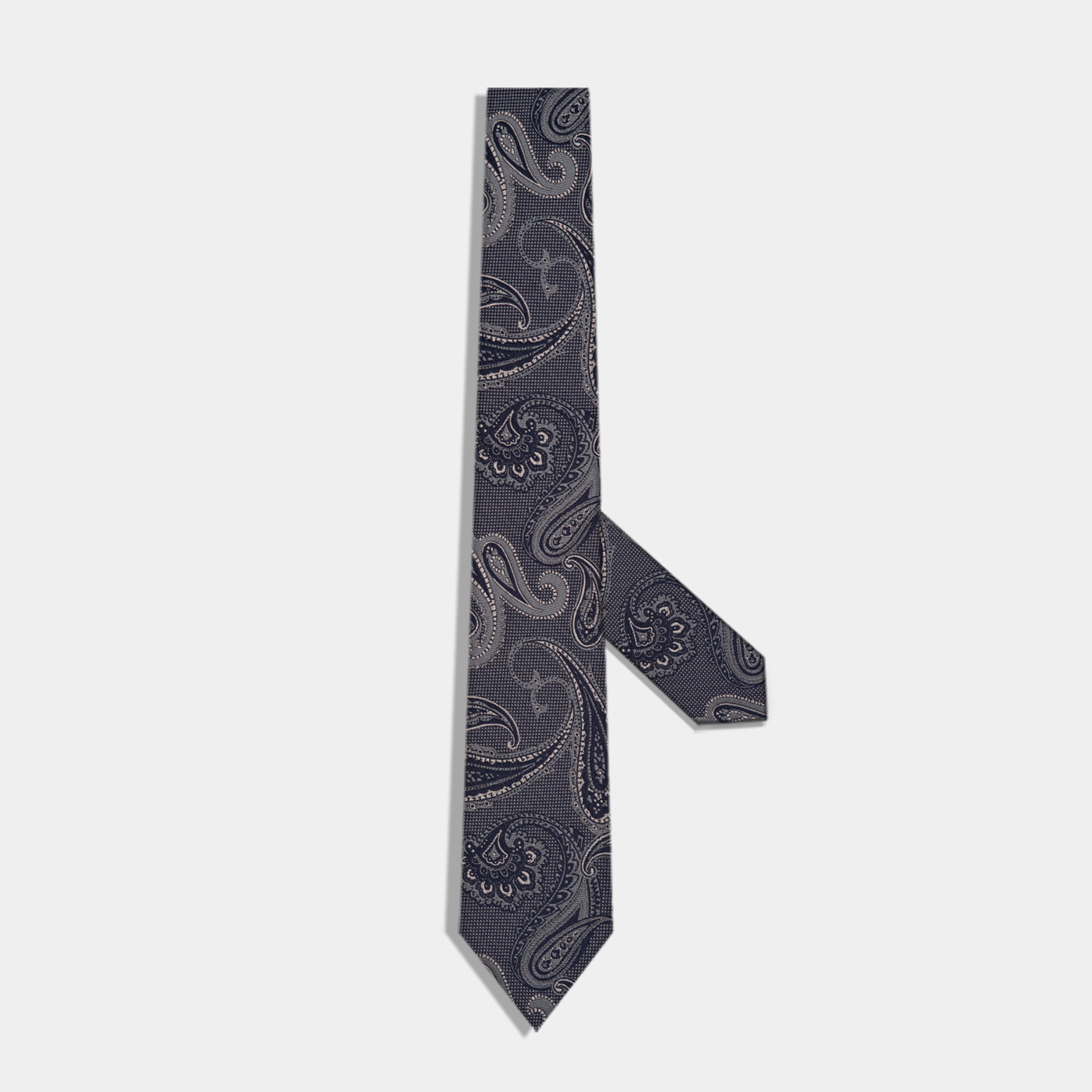 腰果花灰真丝领带