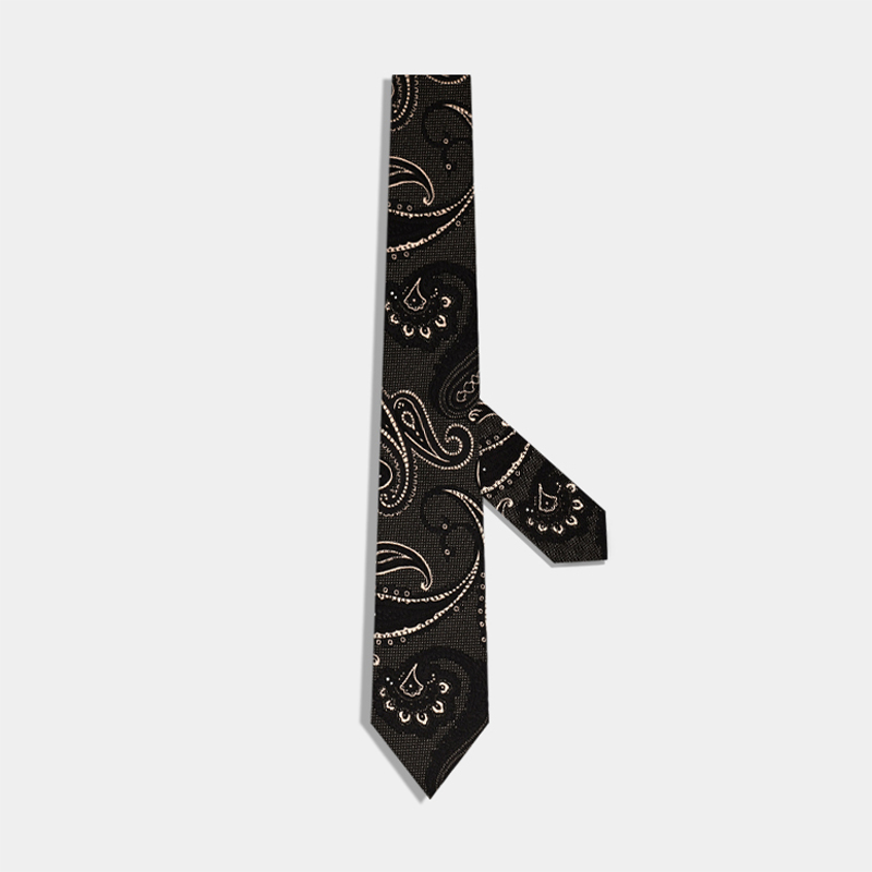 佩斯利黑真丝领带