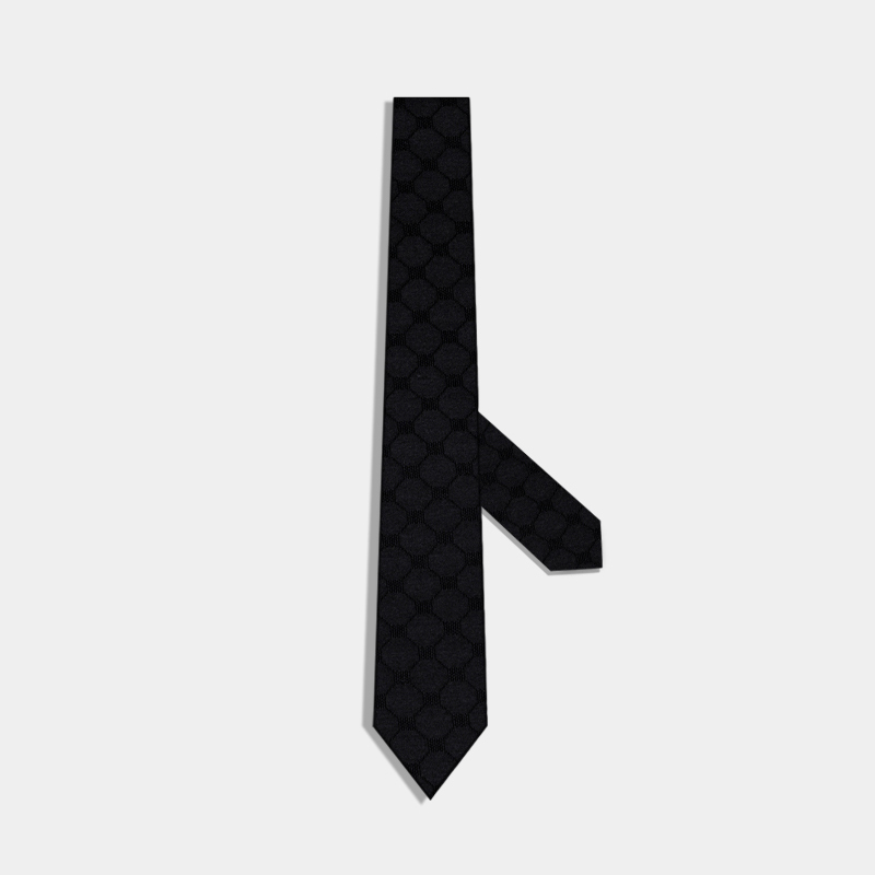 暗纹黑格真丝领带