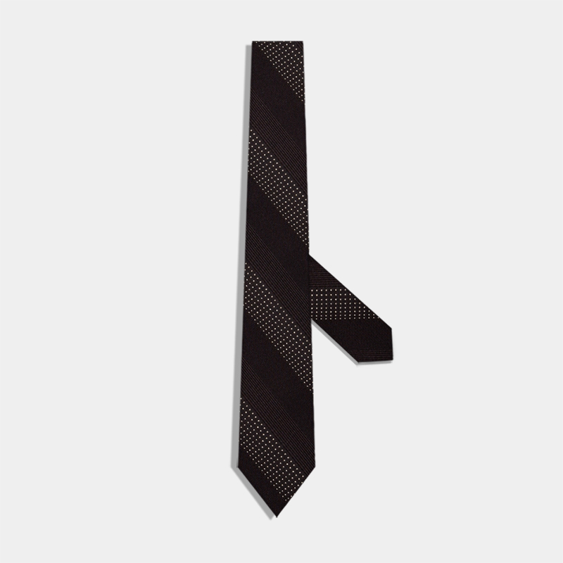 黑纹波点真丝领带