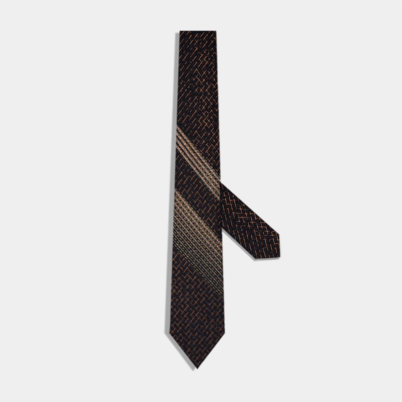 黑棕条纹真丝领带